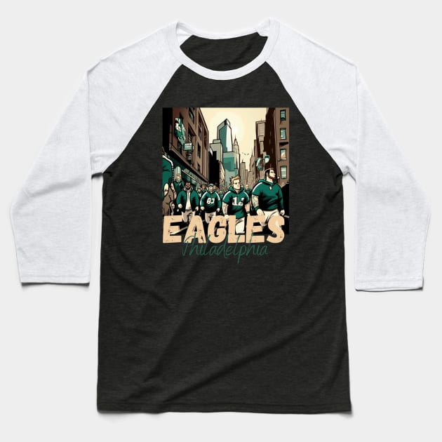 Philadelphia eagles football player graphic design cartoon style beautiful artwork Baseball T-Shirt by Nasromaystro